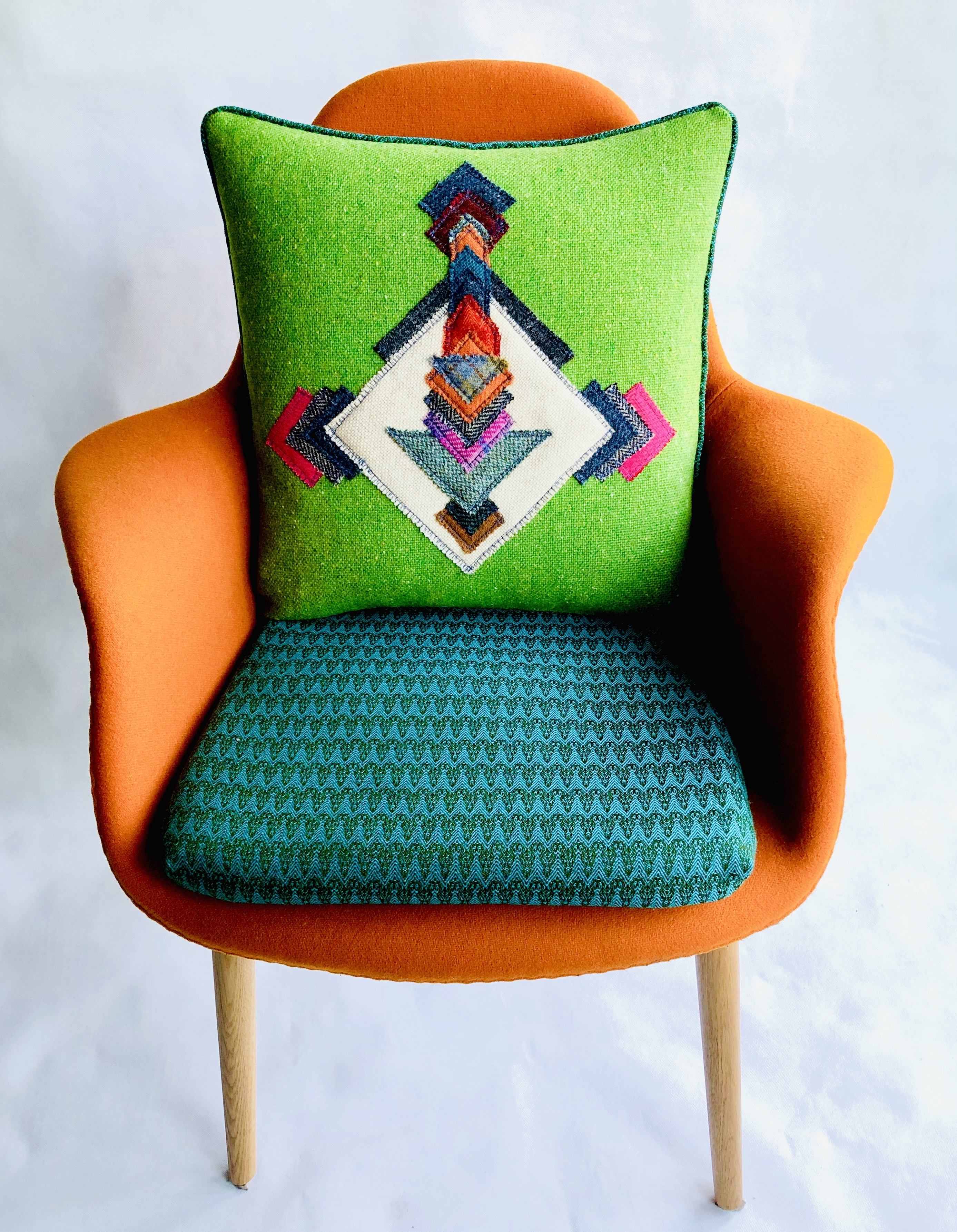 Bright Green Stingray Applique Cushion