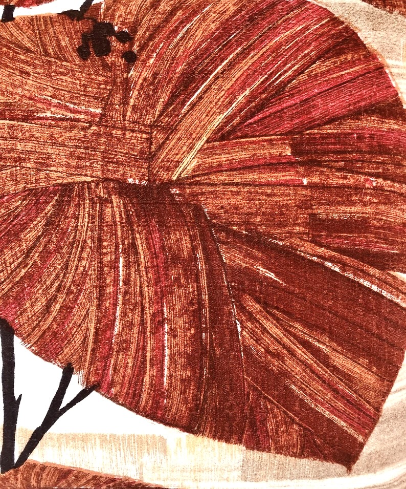 Vintage reversible Autumn leaf cushion
