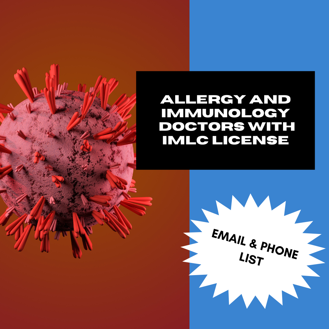 Email and Phone List of Allergy and Immunology Doctors with IMLC License and LOQ – 207 Verified Contacts