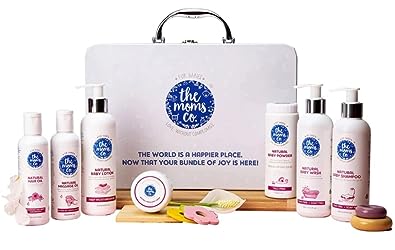 The Moms Co. Everything for Baby with Suitcase Gift Box and 7 Skin and Hair Care New born Baby Gifts | Baby gift set for new born | Baby shower gift | New born baby gifts
