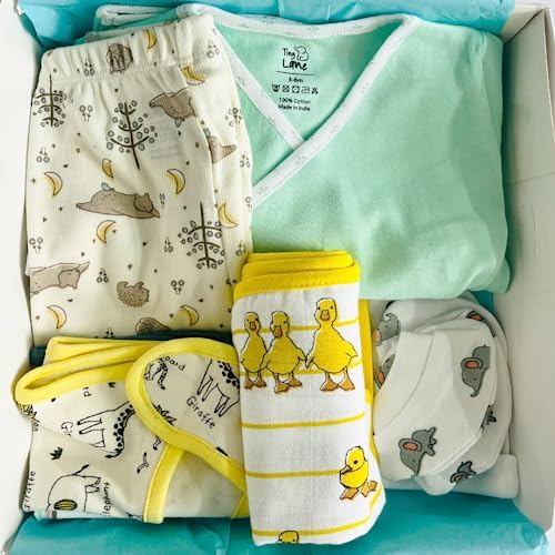 TinyLane - Curated for you! Adorable Newborn Baby Clothing Gift Set - Pack of 11, 0-6 Months, Multi Color, Skin Friendly, Perfect for Baby Boys and Girls, Baby Shower Gifts