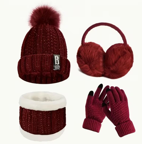 Winter Warm Accessories Set (Red)
