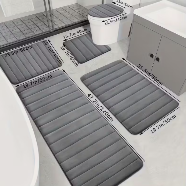 5 Pc Bathroom Mat Set