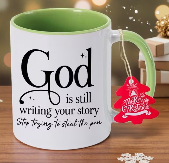 God Is Still Writing Mug (Green)