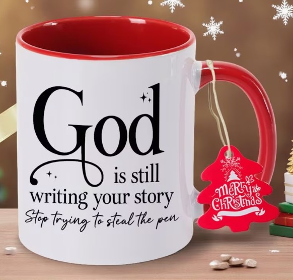 God Is Still Writing Mug (Red)