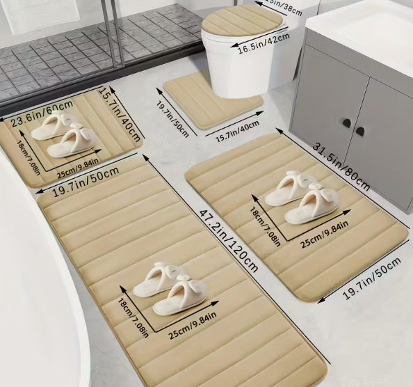 5 Pc Bathroom Mat Set