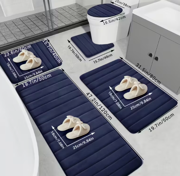 5 Pc Bathroom Mat Set