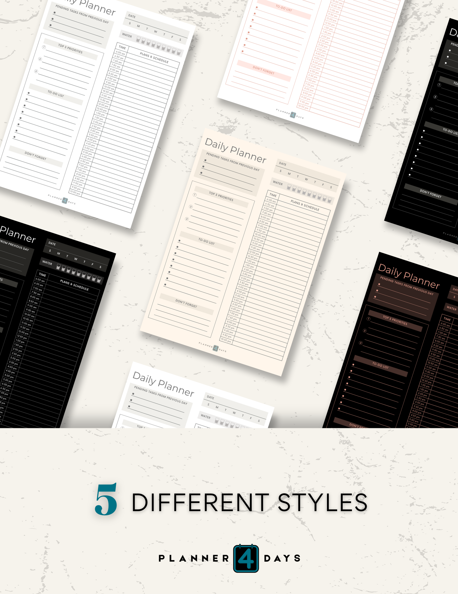 Daily Planner | 5 different styles