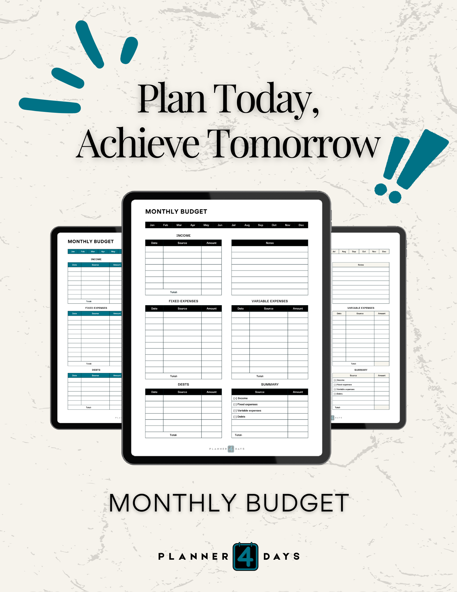 Monthly Budget | 3 different styles