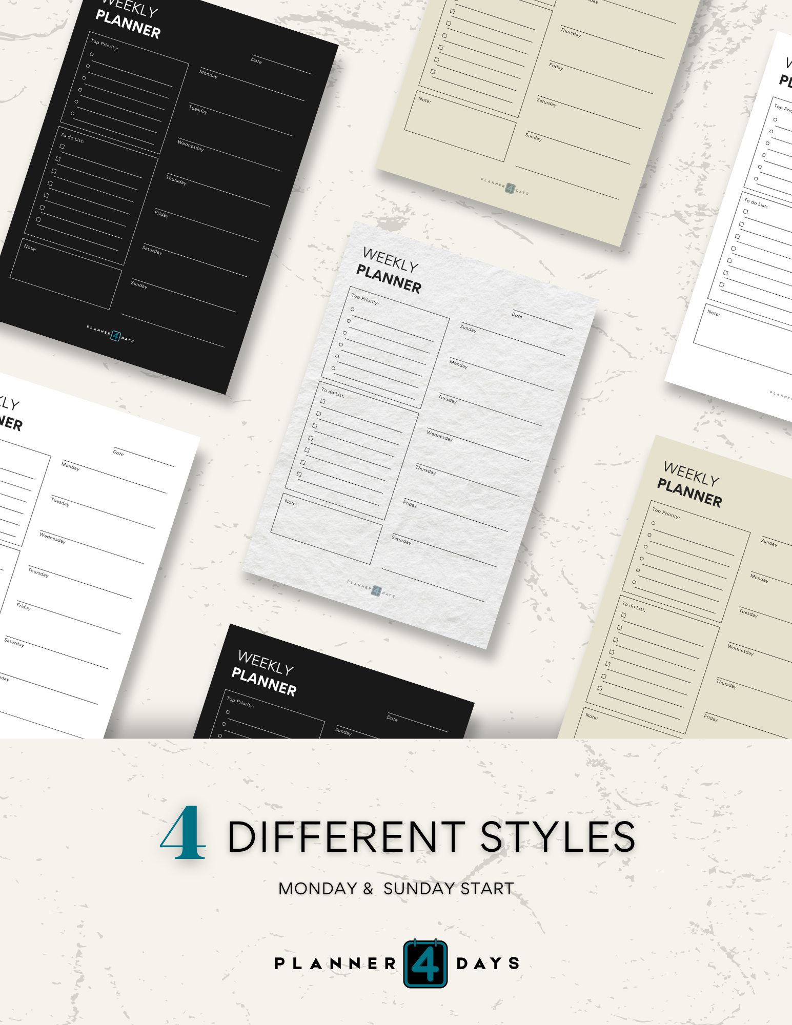 Weekly Planner | 4 different styles 