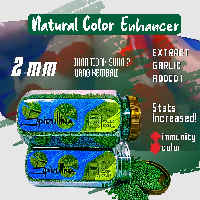 Pakan Pelet Makanan Ikan Koi SPIRULINA  Ekstrak BAWANG PUTIH  350 gr [TOPLES BIG SIZE]  IKANESIA