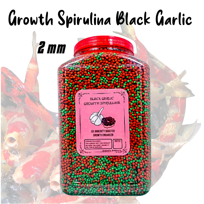 Growth Spirulina Ekstrak Bawang Hitam Untuk Daya Tahan Ikan Koi [TOPLES 1,6 & REFILL 1KG]