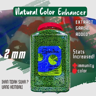 Pakan Pelet Makanan Ikan Koi SPIRULINA  Ekstra BAWANG PUTIH  [TOPLES 1,6 & REFILL 1KG]  IKANESIA