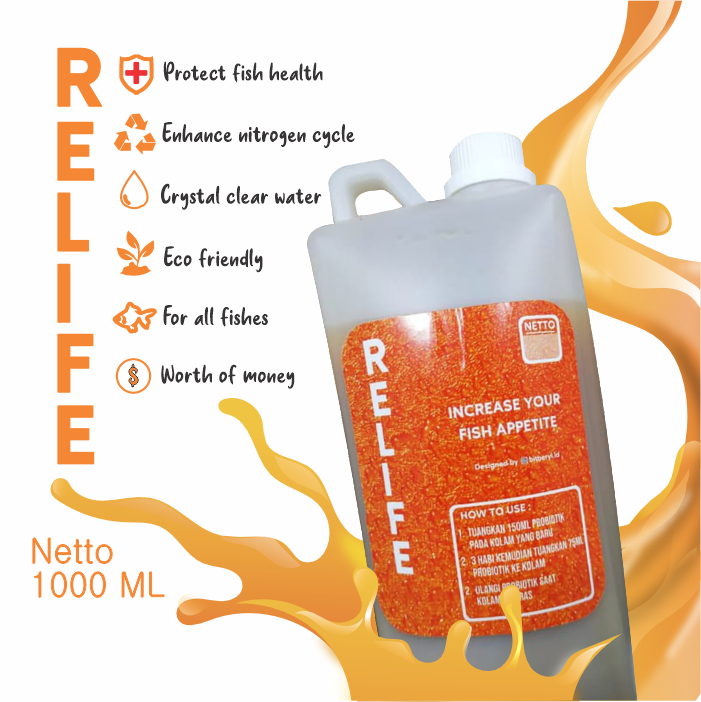 Probiotik RELIFE untuk Kolam dan Akuarium Bening Menjaga Ikan Sehat