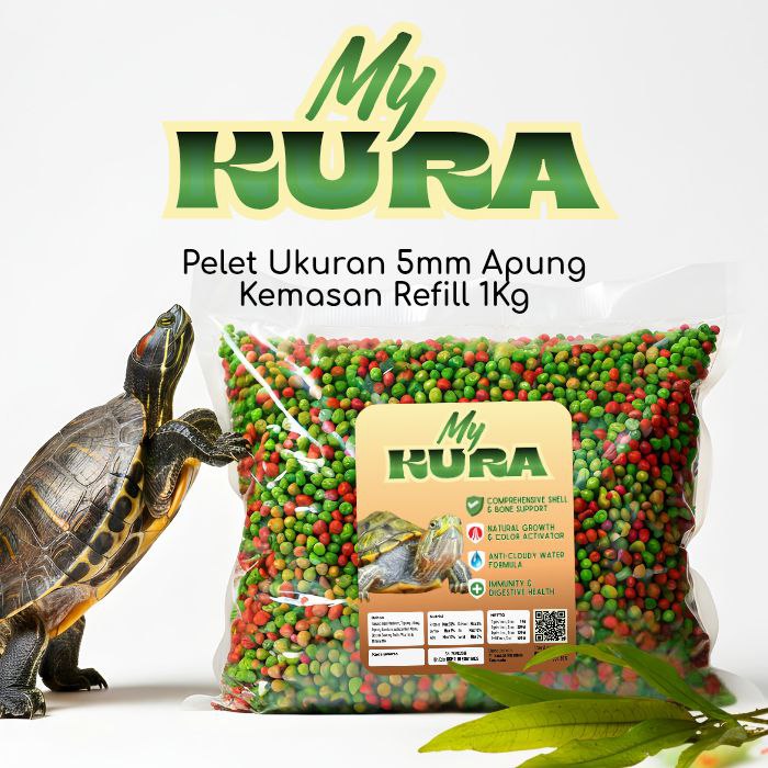 Ikanesia - My Kura Makanan Kura-Kura untuk Daya Tahan Tubuh [TOPLES MEGA SIZE & REFIL 1KG]  Ikanesia