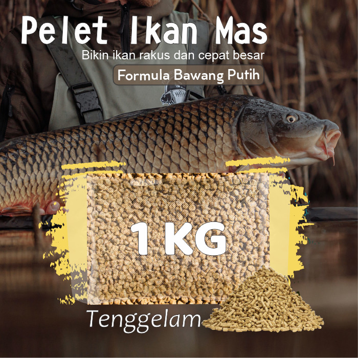 Pelet Ikanesia Ekstrak Bawang Putih Untuk Ikan Mas, Lele, Nila, Lobster, Mujair, Dll Tenggelam 1KG