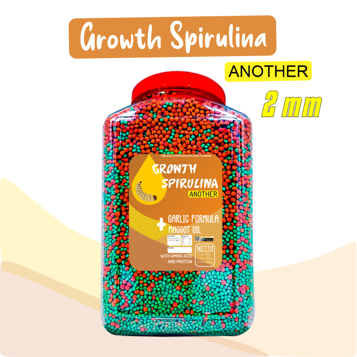 Growth Spirulina Another Ekstrak Maggot Oil dan Bawang Putih [TOPLES 1,6 & REFILL 1KG]  Untuk Koi, Mas Koki
