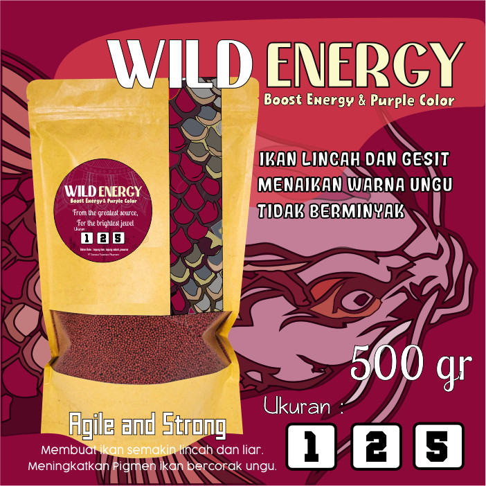 Wild Energy Naikkan Warna Ungu Untuk Ikan Koi dan Mas Koki 500 gr - Ikanesia