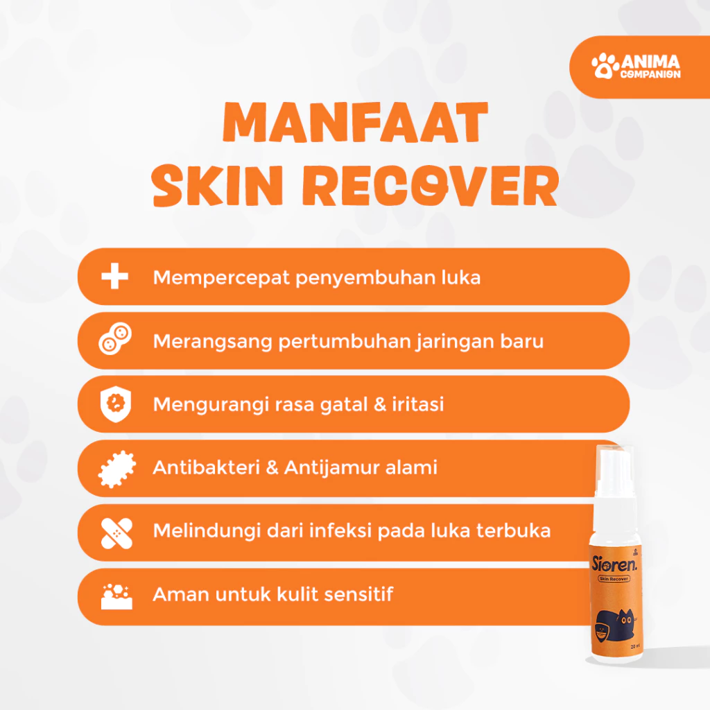 Sioren | Skin Recover | Penyembuh Luka Kucing | Antibakteri & Antijamur | Aman & Efektif