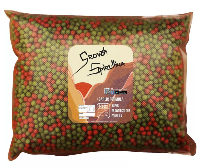 Growth Spirulina Ekstrak Bawang Putih Pakan Pelet Makanan Ikan Koi [TOPLES 1,6 & REFILL 1KG]