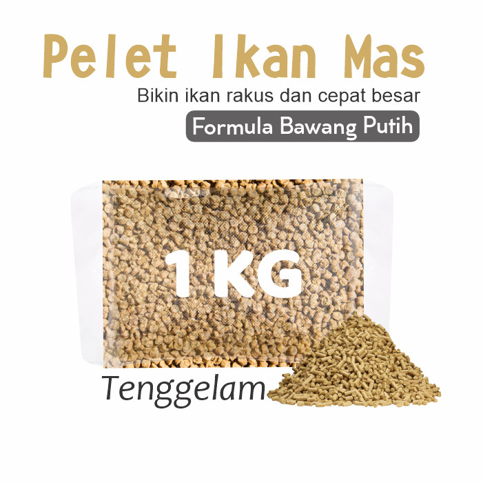 Pelet Ikanesia Ekstrak Bawang Putih Untuk Ikan Mas, Lele, Nila, Lobster, Mujair, Dll Tenggelam 1KG
