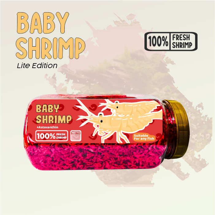 Baby Shrimp Merah Lite Pakan Makanan Ikan Koi, Mas Koki, Channa, Cichlid