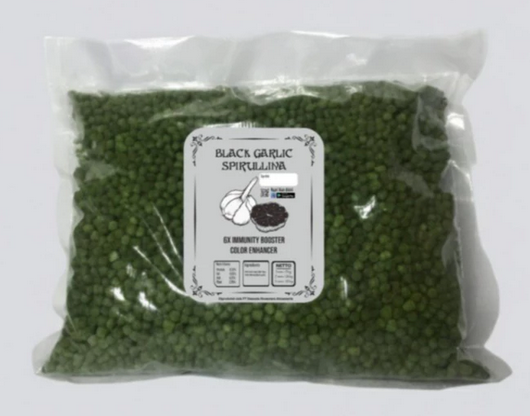 Pakan Pelet Ikan Koi SPIRULINA Black Garlic Ekstrak BAWANG HITAM [TOPLES 1,6 kg & REFILL 1KG] Daya Tahan Ikan IKANESIA