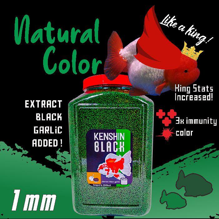Pakan Ikan Mas Koki KENSHIN BLACK [TOPLES 1,6 kg & REFILL 1KG] Ekstrak BAWANG HITAM  IKANESIA
