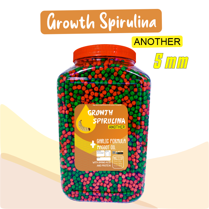 Growth Spirulina Another Ekstrak Maggot Oil dan Bawang Putih [TOPLES 1,6 & REFILL 1KG]  Untuk Koi, Mas Koki