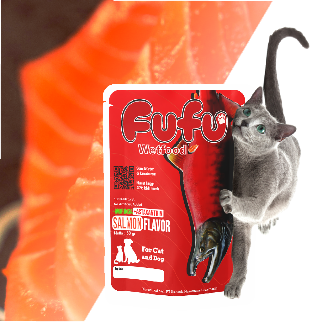 FUFU Wet Food Kucing dan Anjing Salmon, Tuna, Black Cod Ikanesia