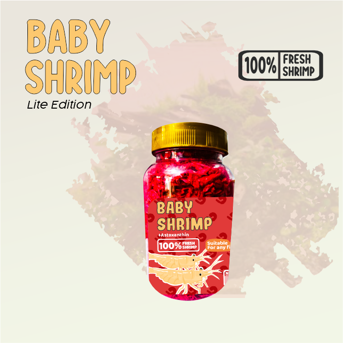 Baby Shrimp Merah Lite Pakan Makanan Ikan Koi, Mas Koki, Channa, Cichlid