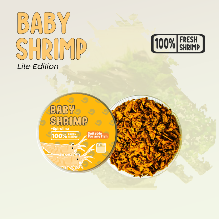 Baby Shrimp Kuning Lite Pakan Makanan Ikan Channa, Mas Koki, Koi, Cichlid