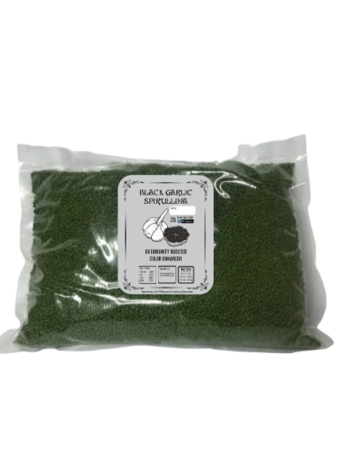 Pakan Pelet Ikan Koi SPIRULINA Ekstrak BAWANG HITAM Black Garlic Daya Tahan Ikan [TOPLES 1,6 & REFILL 1KG] IKANESIA