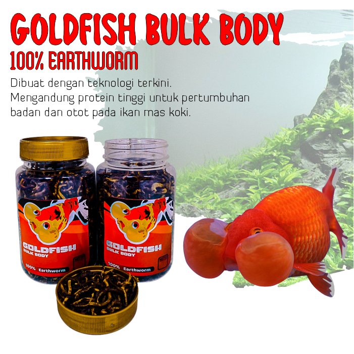 Goldfish Bulk Body Cacing Kering Untuk Pertumbuhan dan Imunitas Ikan