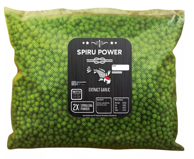 Spiru Power Lebih Banyak Spirulina Untuk Warna Ikan Koi [TOPLES 1,6 KG & REFILL 1KG]