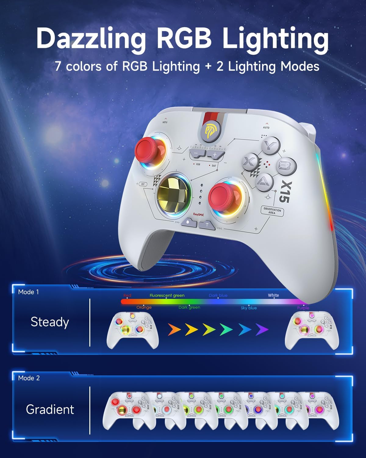GAMEPAD PC EasySMX X15 RGB Blanco