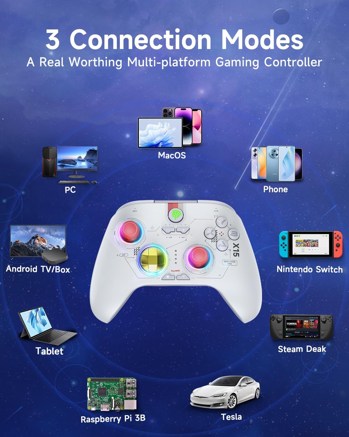 GAMEPAD PC EasySMX X15 RGB Blanco