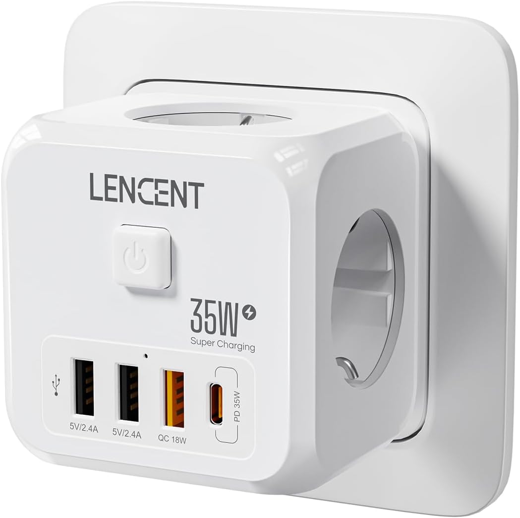 BASE ENCHUFE MULTIPLE 7 EN 1 USB 35W