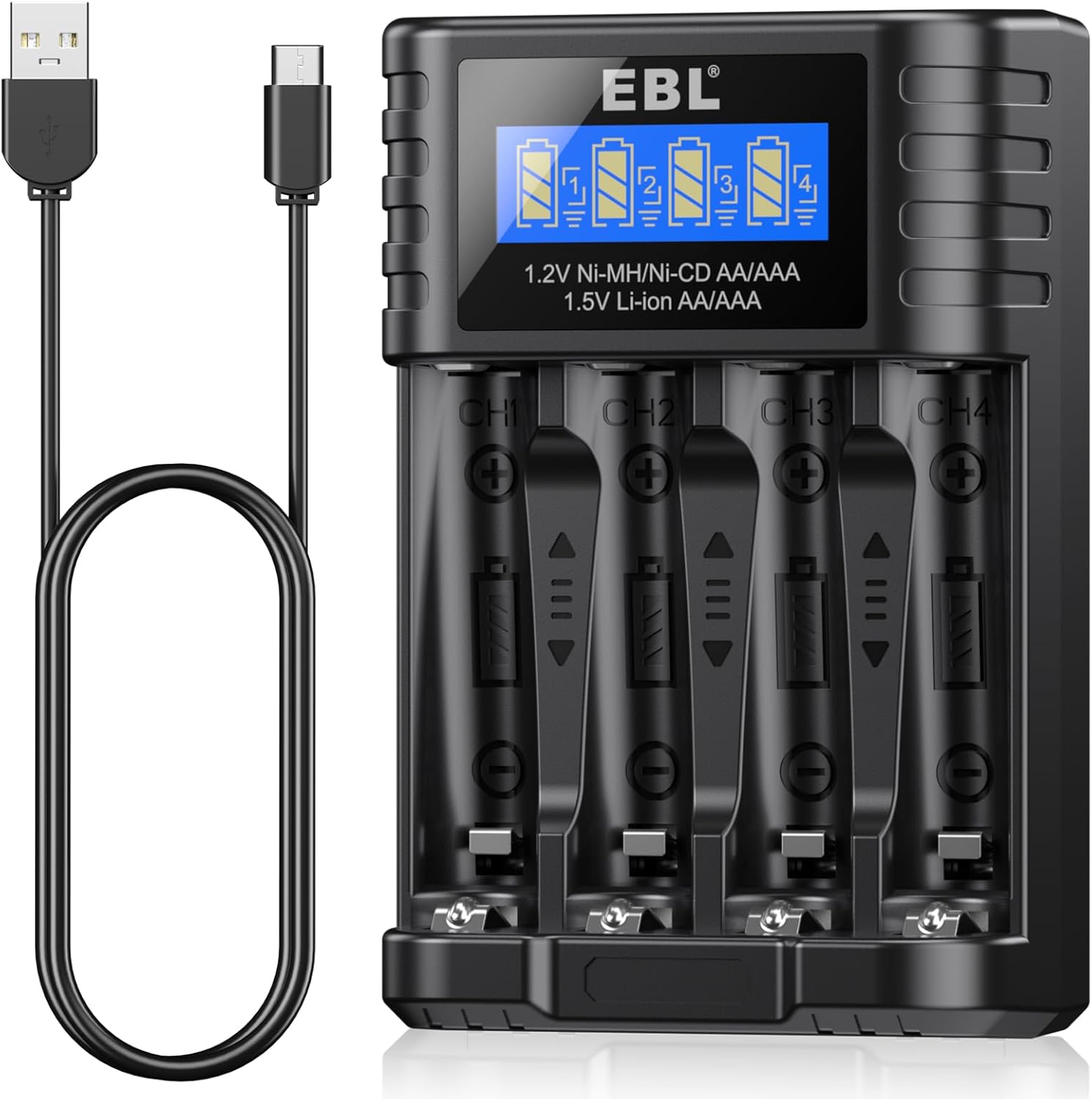 CARGADOR PILAS LITIO USB-C AA Y AAA