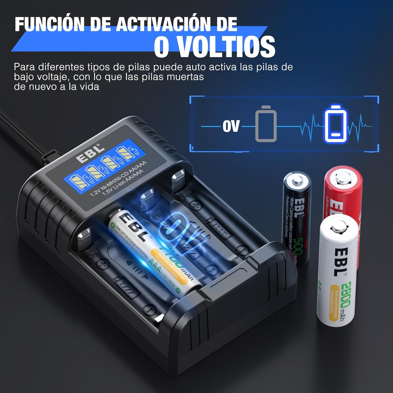 CARGADOR PILAS LITIO USB-C AA Y AAA