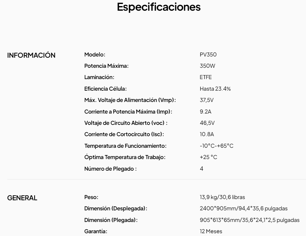 PANEL SOLAR BLUETTI PV350 350W