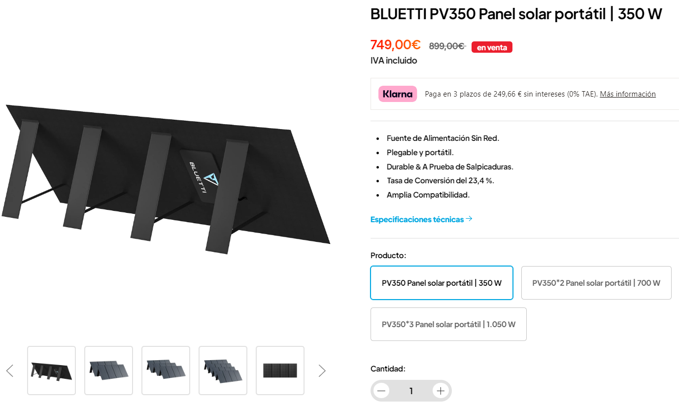 PANEL SOLAR BLUETTI PV350 350W