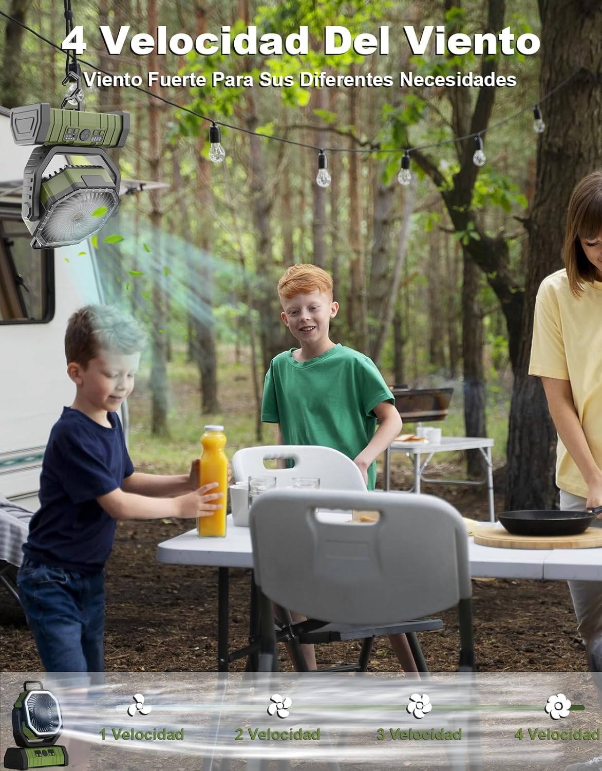 VENTILADOR PORTATIL CON BATERIA Y LUZ LED