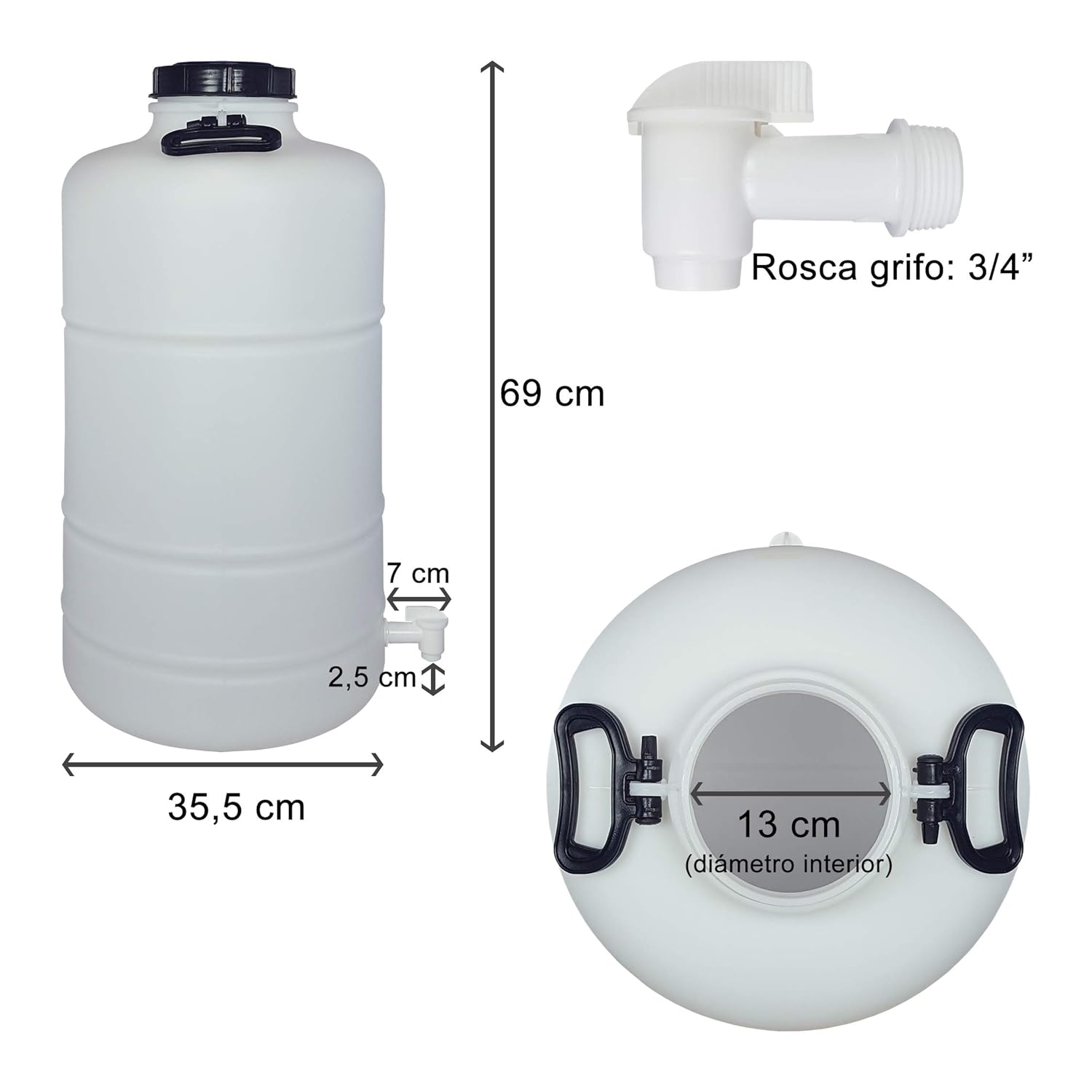 BIDON PLASTICO 50 LITROS USO ALIMENTARIO