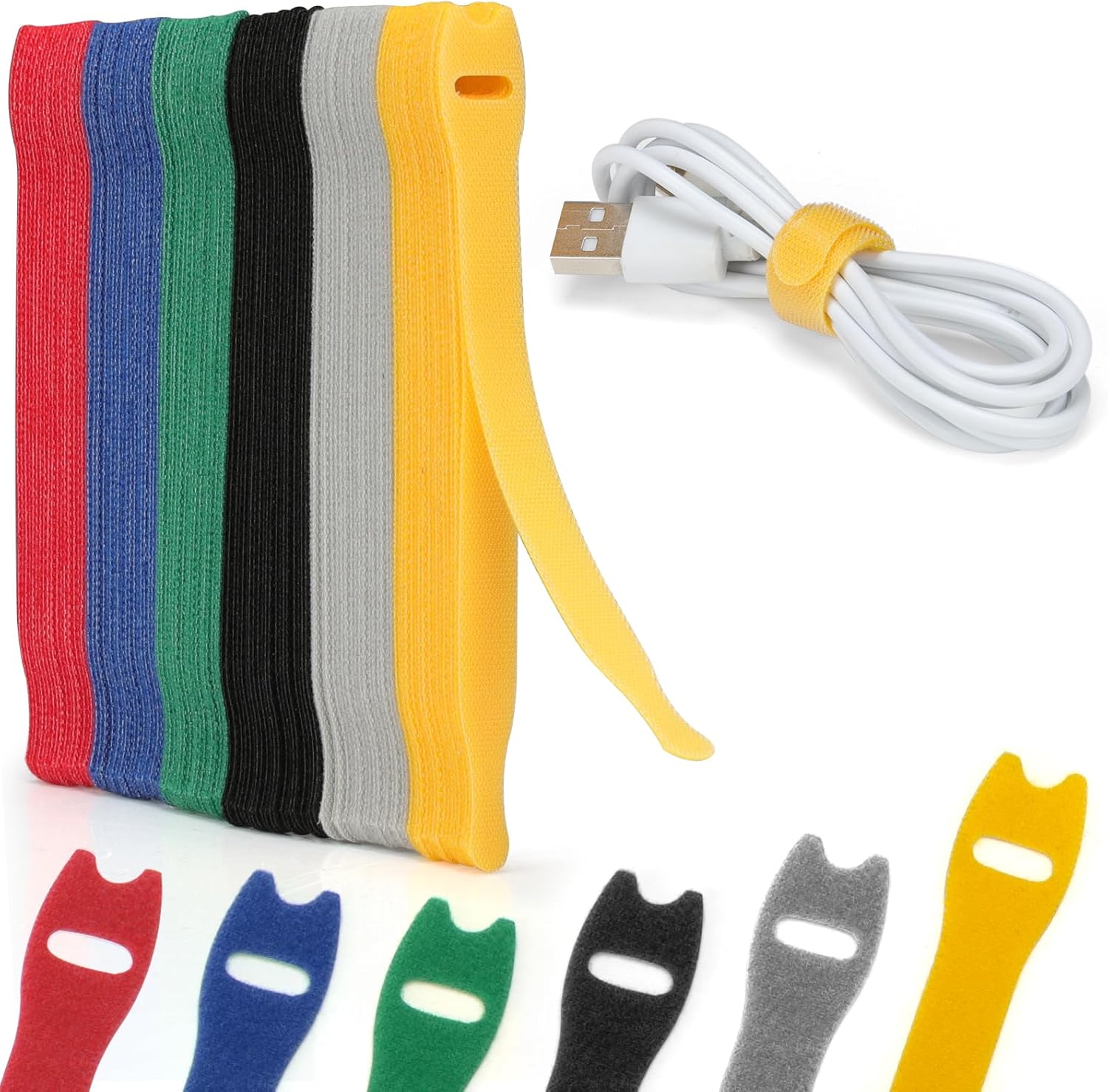 BRIDAS VELCRO MULTICOLOR PARA CABLES 120 UNIDADES