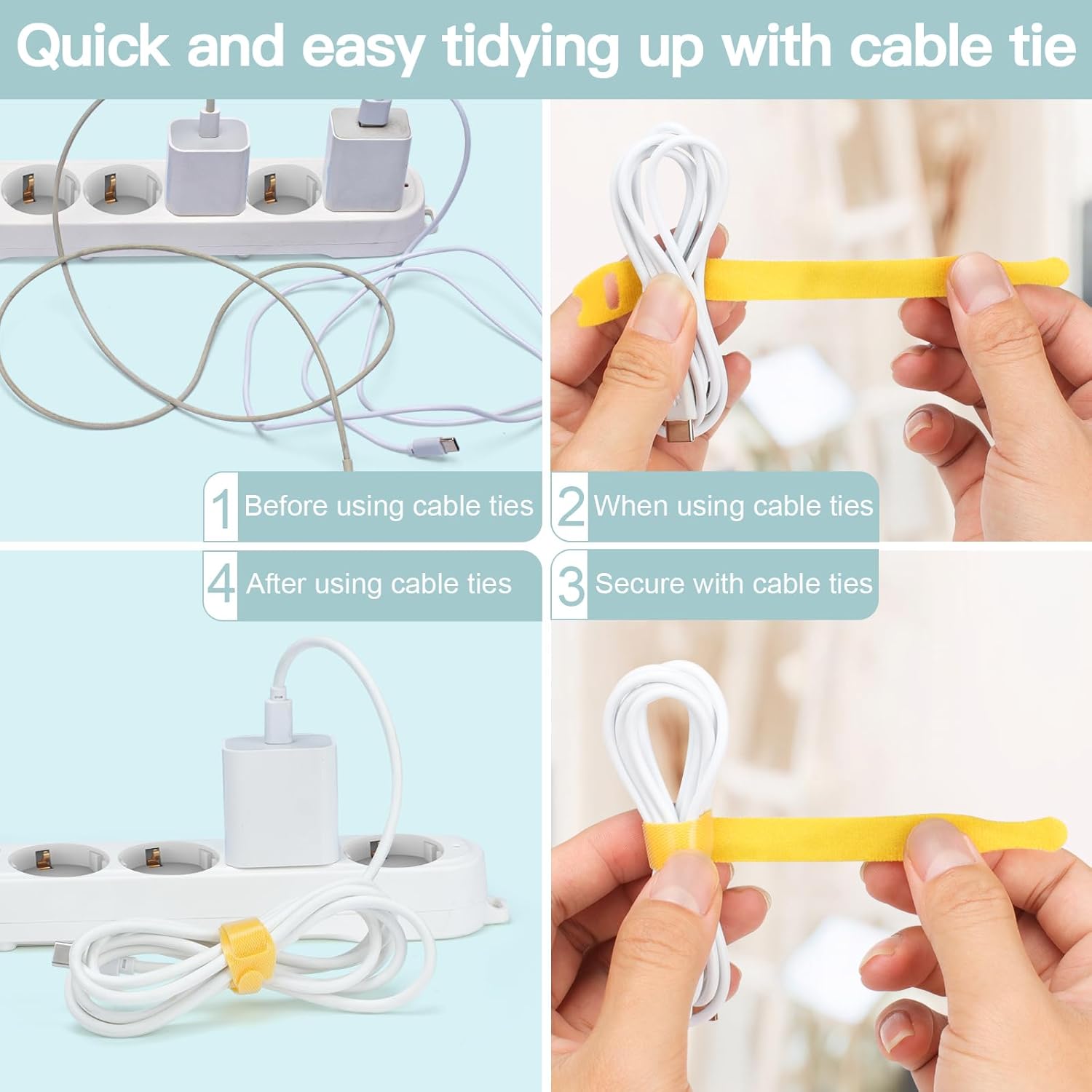 BRIDAS VELCRO MULTICOLOR PARA CABLES 120 UNIDADES