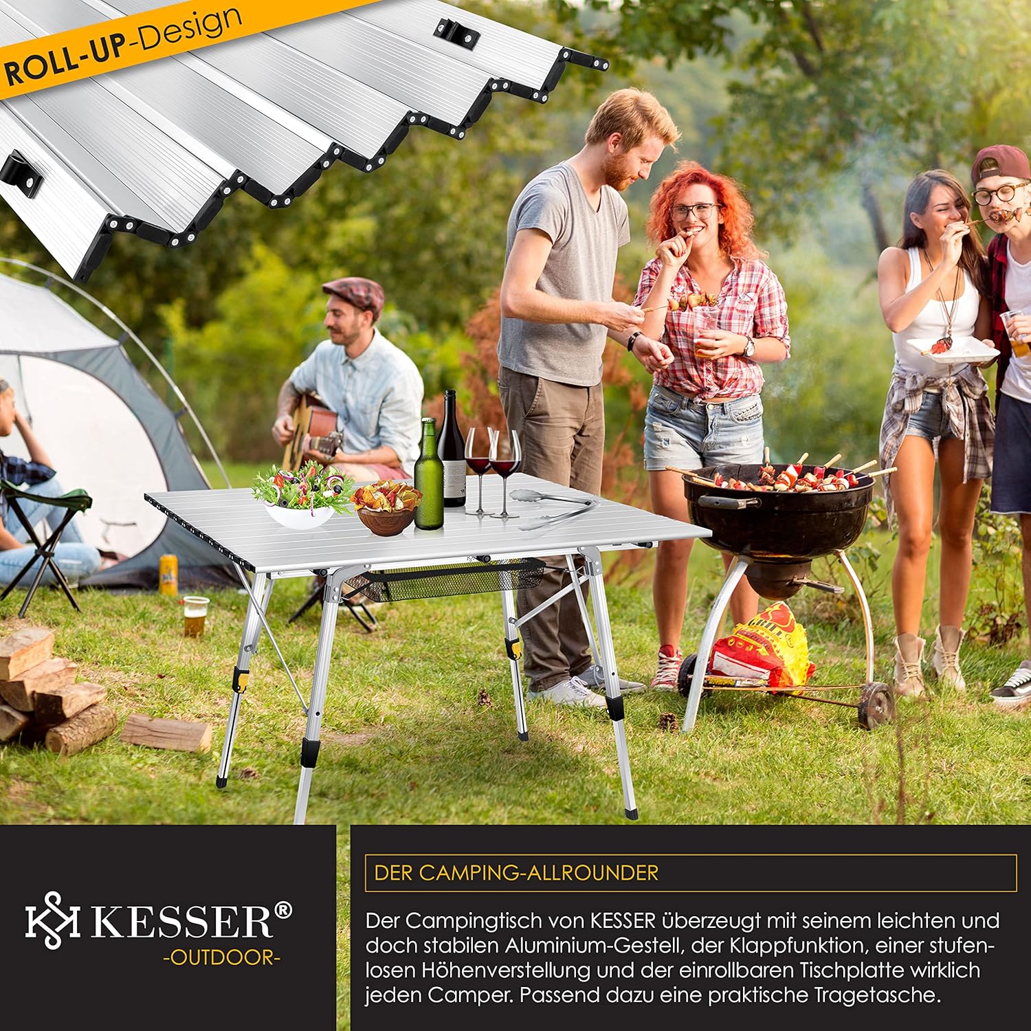 MESA PLEGABLE ALUMINIO LAMINAS PORTATIL