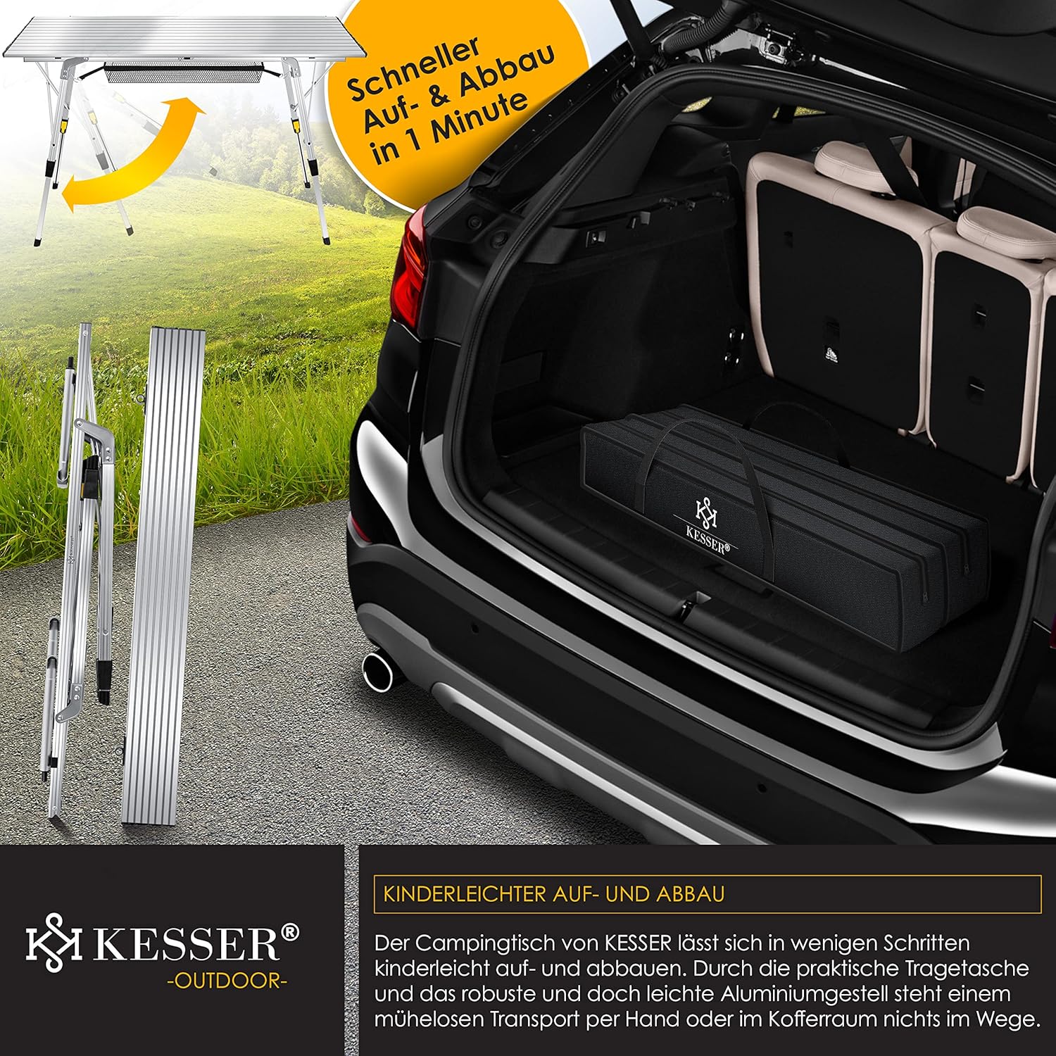 MESA PLEGABLE ALUMINIO LAMINAS PORTATIL