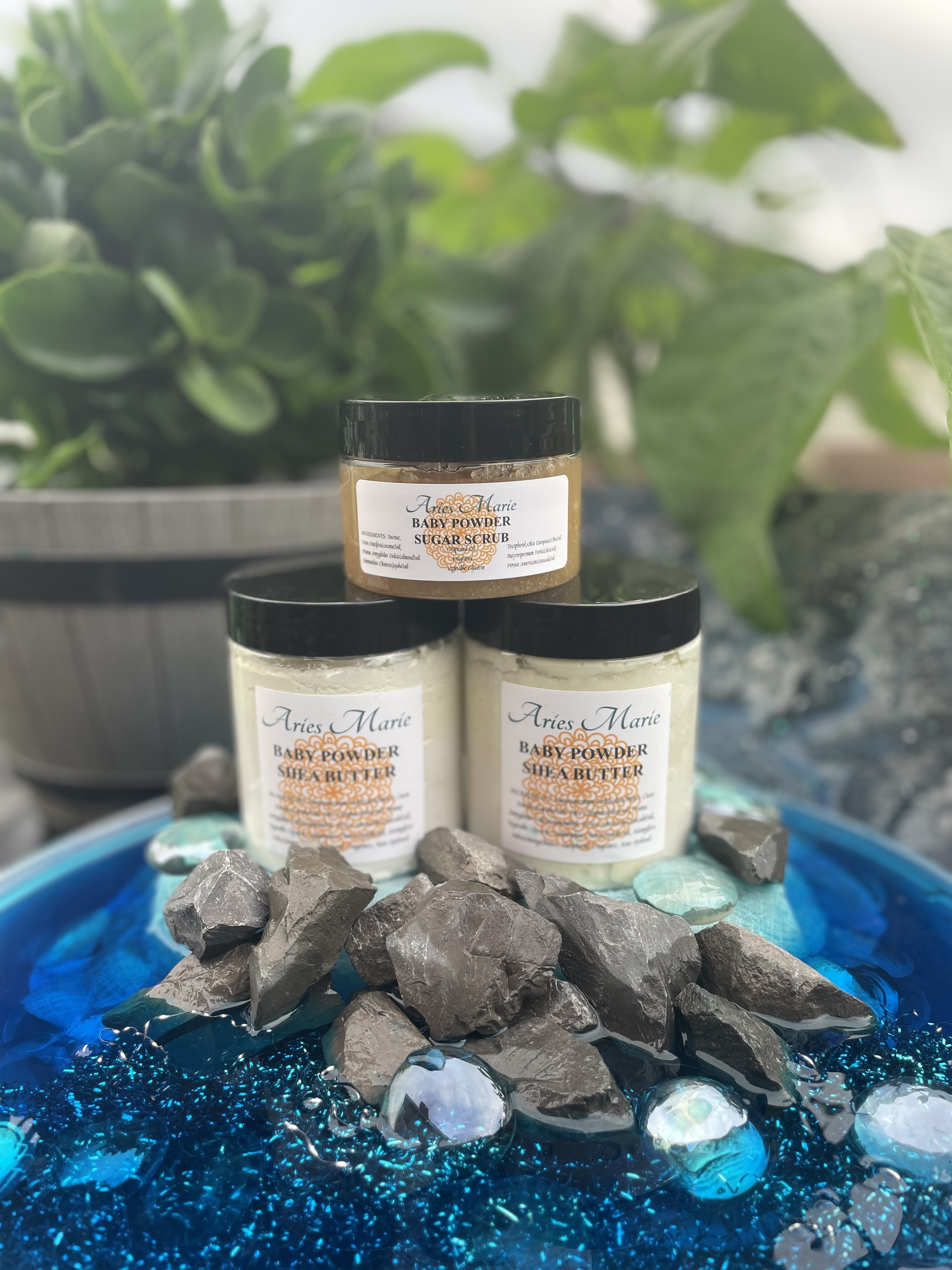 Baby Powder Shea Butter/Sugar Scrub Set