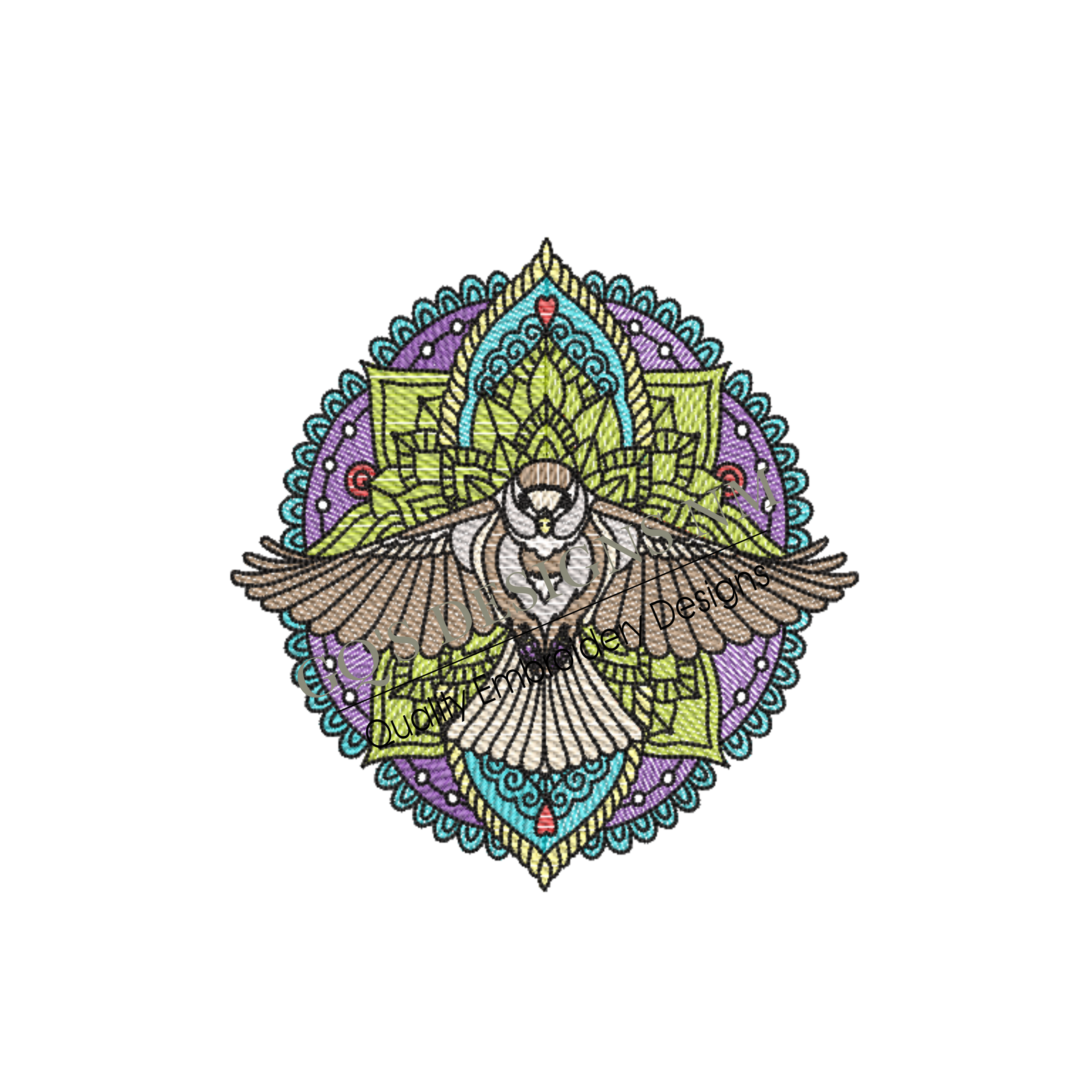 Beautiful Hawk Mandala Embroidery Design – 6x6 Hoop, Instant Download